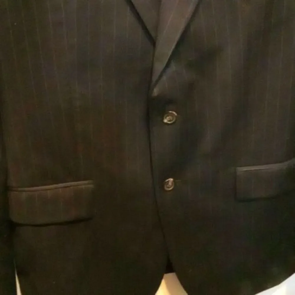 Lauren by Ralph Lauren Wool Pinstripe Suit Navy Blue Size 44‎